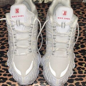 Nike Shox White and Light Gray Mesh Sneakers